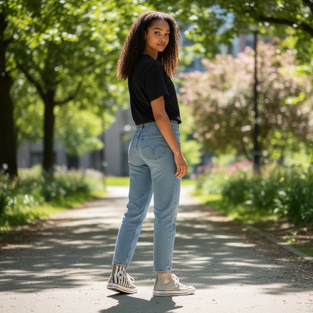Custom Converse Zebra Stripe High-Top Sneakers Wi… - image 2
